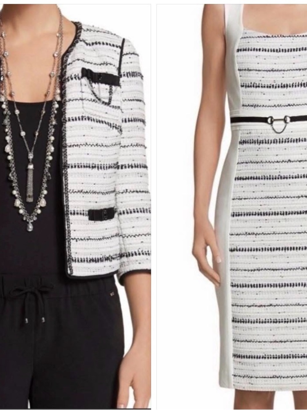 White House Black Market White and Black Striped Sheath Dress and Jacket
